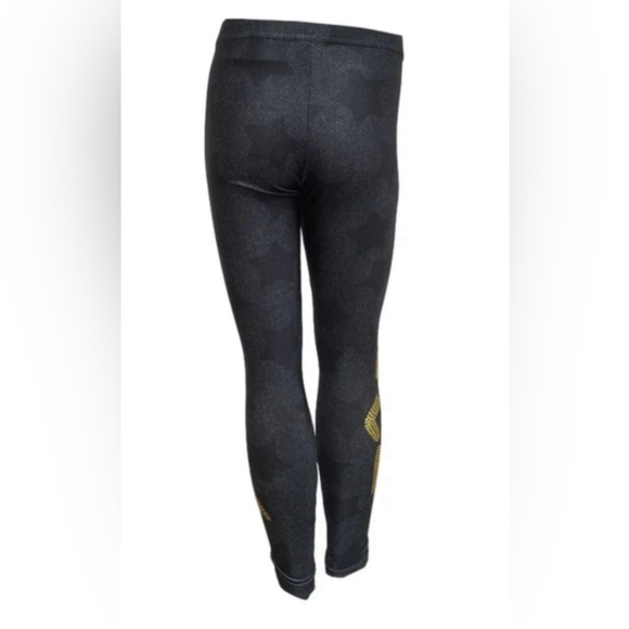 Terez Black Crystal EmojiCindy/Mindy Performance Leggings Black Gold Medium NWT - Picture 2 of 11